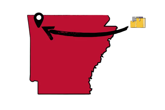 Arkansas map highlighting the northwest corner